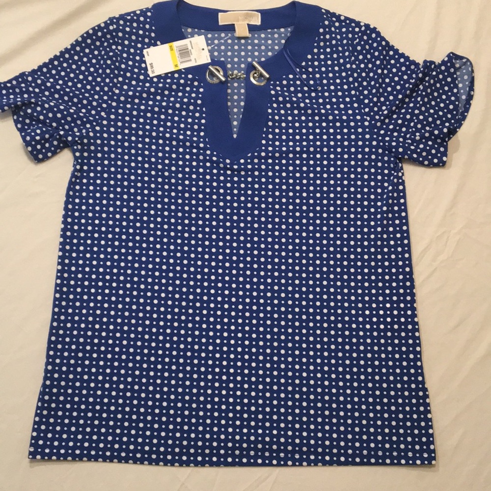 MICHAEL KORS WOMENS MEDIUM SHORT SLEEVE BLUE SHIRT